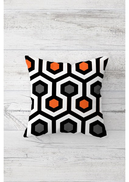 Balpeteği Geometrik Çift Tarafı Baskılı Gizli Fermuarlı Yastık Kılıfı Kırlent Koltuk Yastık Kılıfı