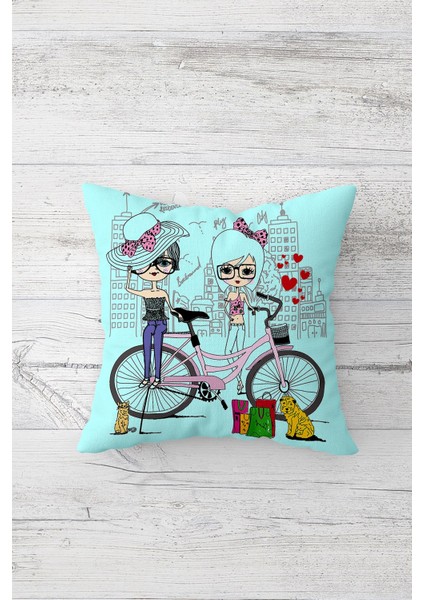 Pop Art Desenli Çift Tarafı Baskılı Gizli Fermuarlı Yastık Kılıfı Kırlent Koltuk Yastık Kılıfı