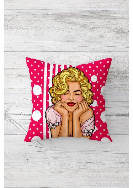 Pop Art Marilyn Monroe Çift Tarafı Baskılı Gizli Fermuarlı Yastık Kılıfı Kırlent Yastık Kılıfı