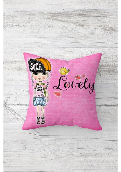 Pop Art Lovely Çift Tarafı Baskılı Gizli Fermuarlı Yastık Kılıfı Kırlent Koltuk Yastık Kılıfı