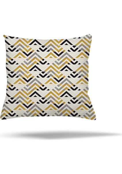 Geometrik Karo Zigzak Kilim Desen Gizli Fermuarlı Yastık Kılıfı Kırlent Kılıfı modelleri
