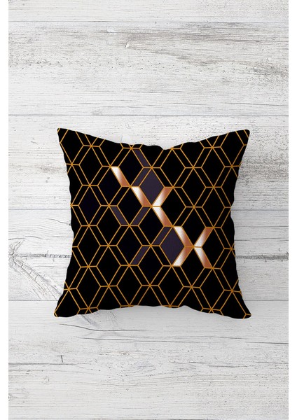 Renkli Geometrik Bal Peteği Altıgen Çift Tarafı Baskılı Gizli Fermuarlı Kırlent Koltuk Yastık Kılıfı