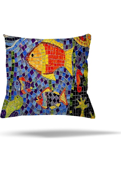 Mozaik Çiçek Kilim Etnik Desen Gizli Fermuarlı Yastık Kılıfı Kırlent Kılıfı Koltuk Yastık Kılıfı modelleri