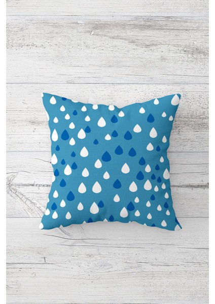 Su Damlası Desen Çift Tarafı Baskılı Gizli Fermuarlı Yastık Kılıfı Kırlent Koltuk Yastık Kılıfı