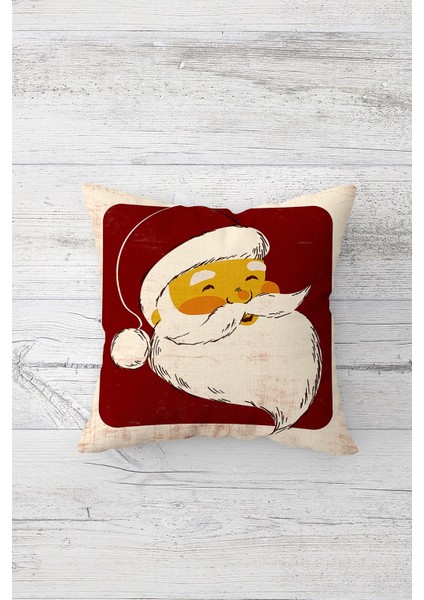 Yılbaşı Noel Baba Çift Tarafı Baskılı Gizli Fermuarlı Yastık Kılıfı Kırlent Koltuk Yastık Kılıfı