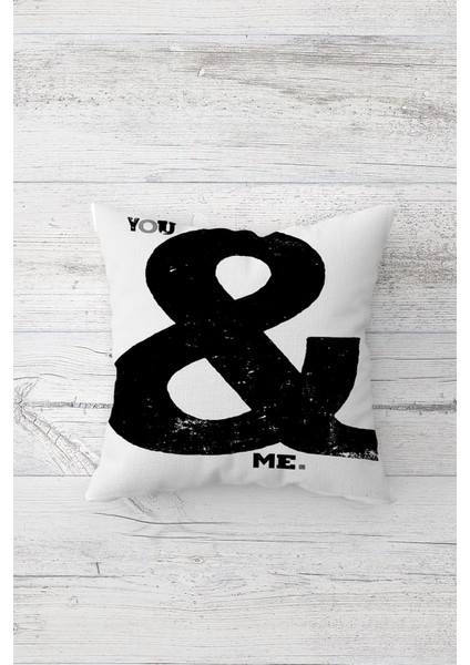You & Me Çift Tarafı Baskılı Gizli Fermuarlı Yastık Kılıfı Kırlent Koltuk Yastık Kılıfı
