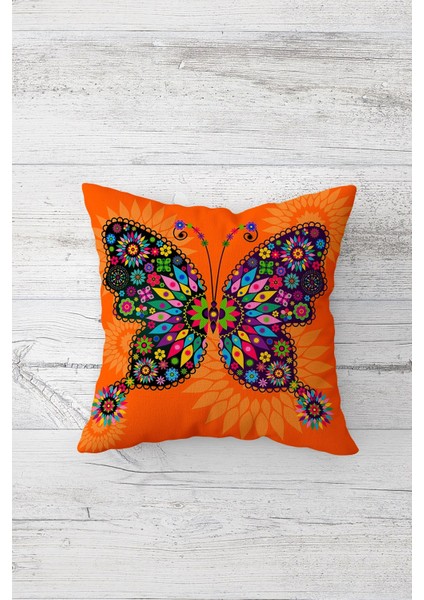 Turuçift Tarafı Baskılı Gizli Fermuarlı Yastık Kılıfı Kırlent Koltuk Yastık Kılıfı