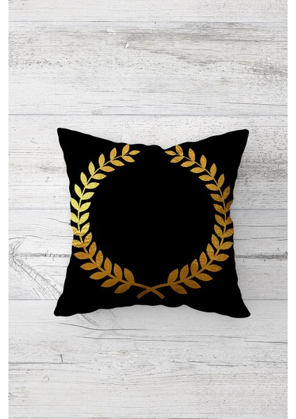 Gold Geyik Desen Çift Tarafı Baskılı Gizli Fermuarlı Yastık Kılıfı Kırlent Koltuk Yastık Kılıfı