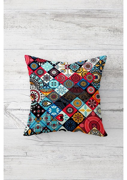 Patchwork Desenli Çift Tarafı Baskı Gizli Fermuar Yastık Kılıfı Kırlent Koltuk Yastık Kılıfı
