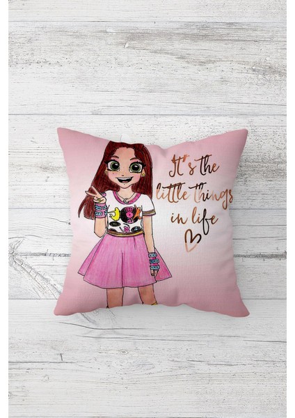 Pop Art Kız Çift Tarafı Baskılı Gizli Fermuarlı Yastık Kılıfı Kırlent Koltuk Yastık Kılıfı