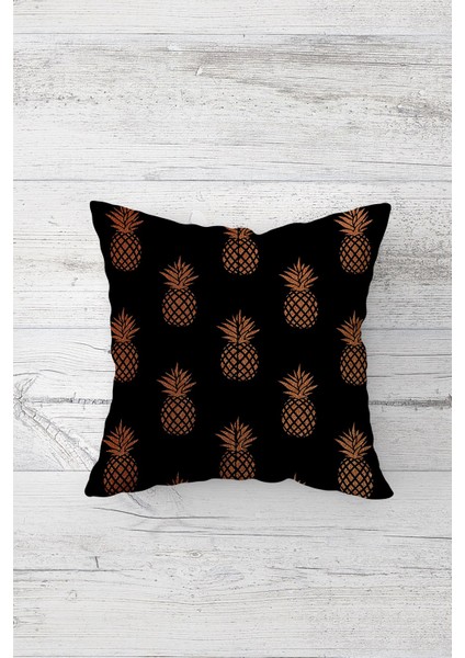 Ananas Detaylı Çift Tarafı Baskılı Gizli Fermuarlı Yastık Kılıfı Kırlent Koltuk Yastık Kılıfı