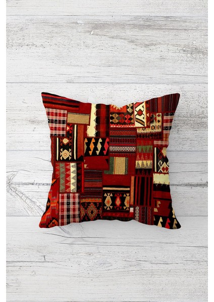 Etnik Kilim Motifli Patchwork Çift Taraflı Gizli Fermuarlı Yastık Kılıf Kırlent Koltuk Yastık Kılıfı