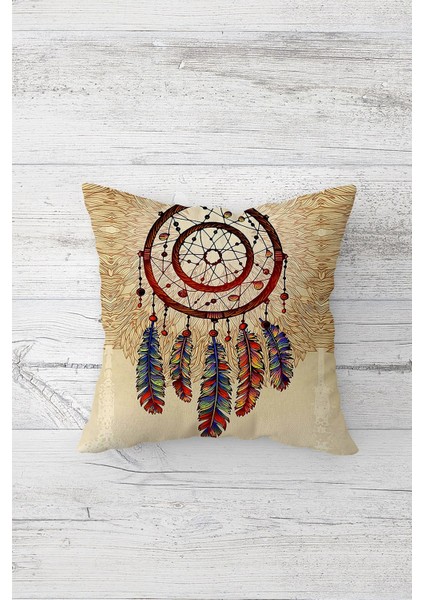 Dream Catcher Desenli Çift Tarafı Baskılı Gizli Fermuarlı Yastık Kılıfı Kırlent Koltuk Yastık Kılıfı
