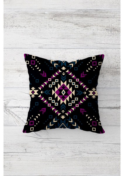 Mor Siyah Geometrik Modern Çift Tarafı Baskılı Gizli Fermuarlı Yastık Kılıfı Kırlent Yastık Kılıfı