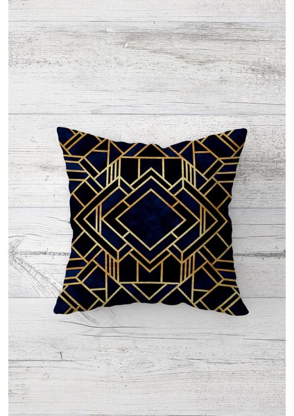 Gold Detaylı Çift Tarafı Baskılı Gizli Fermuarlı Yastık Kılıfı Kırlent Koltuk Yastık Kılıfı