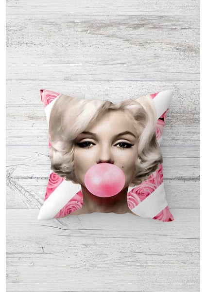 Marilyn Monroe Çift Tarafı Baskılı Gizli Fermuarlı Yastık Kılıfı Kırlent Koltuk Yastık Kılıfı