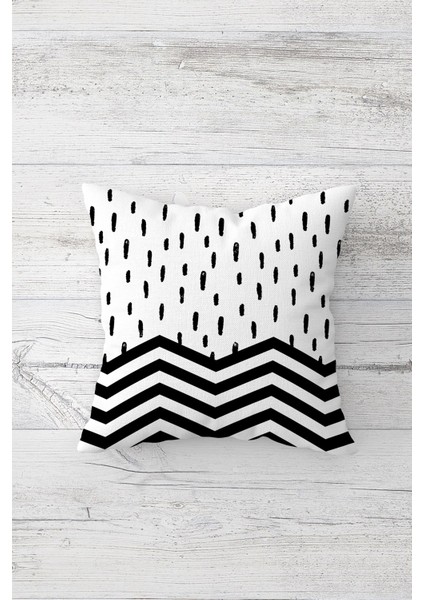Zigzag Damla Desenli Çift Tarafı Baskılı Gizli Fermuarlı Yastık Kılıfı Kırlent Koltuk Yastık Kılıfı