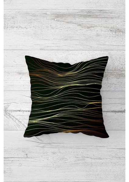 Gold Detay Çift Tarafı Baskılı Gizli Fermuarlı Yastık Kılıfı Kırlent Koltuk Yastık Kılıfı