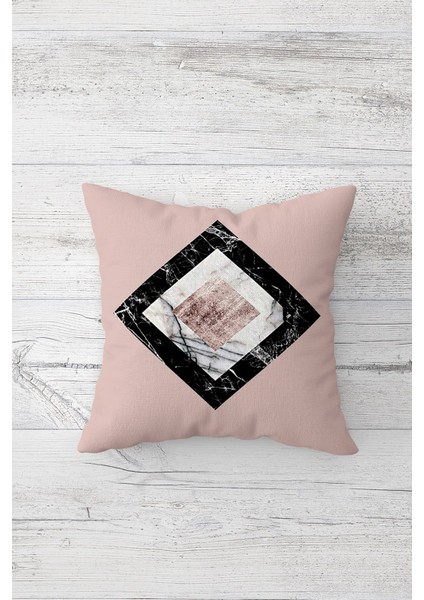 Mermer Desenli Çift Tarafı Baskılı Gizli Fermuarlı Yastık Kılıfı Kırlent Koltuk Yastık Kılıfı