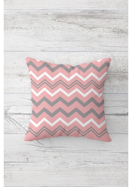 Geometrik Zigag Desen Çift Tarafı Baskılı Gizli Fermuarlı Yastık Kılıfı Kırlent Koltuk Yastık Kılıfı