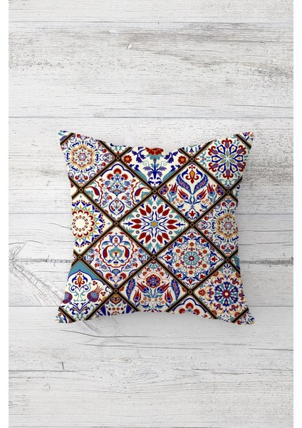 Etnik Çini Desen Çift Tarafı Baskılı Gizli Fermuarlı Yastık Kılıfı Kırlent Koltuk Yastık Kılıfı