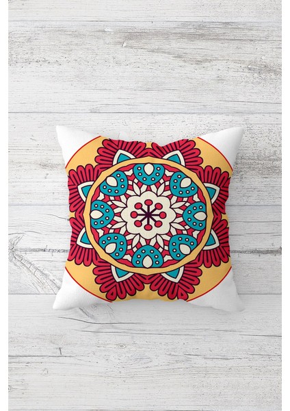 Figür Desen Mandala Çift Tarafı Baskılı Gizli Fermuarlı Yastık Kılıfı Kırlent Koltuk Yastık Kılıfı