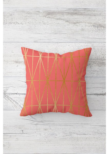 Gold Çizgili Geometrik Çift Tarafı Baskılı Gizli Fermuar Yastık Kılıfı Kırlent Koltuk Yastık Kılıfı