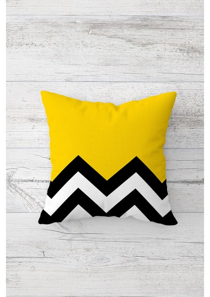 Kalın Zigzaglı Çift Tarafı Baskılı Gizli Fermuarlı Yastık Kılıfı Kırlent Koltuk Yastık Kılıfı