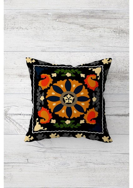 Etnik Mandala Motifli Çift Tarafı Baskılı Gizli Fermuarlı Yastık Kılıfı Kırlent Koltuk Yastık Kılıfı