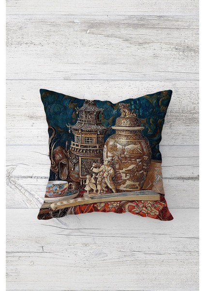 Etnik Desenli Çift Tarafı Baskılı Gizli Fermuarlı Yastık Kılıfı Kırlent Koltuk Yastık Kılıfı