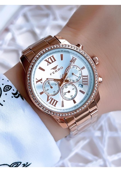 Rose Gold Renk Iç Fonksiyonları Aktif 3 Atm Çelik Kordon Kadın Kol Saati BFM41107AWT-C