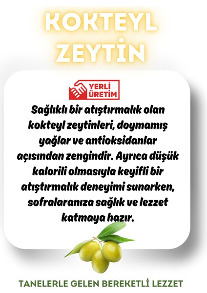 Doğal Kokteyl Yeşil Zeytin 215 gr (141-160)