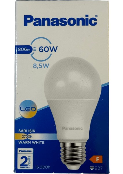 8,5W (60W) 2700K (Sarı Işık) E27 Duylu LED Ampul (2 Adet)