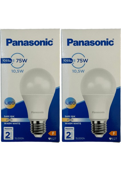 10,5W (75W) 2700K (Sarı Işık) E27 Duylu LED Ampul (2 Adet)