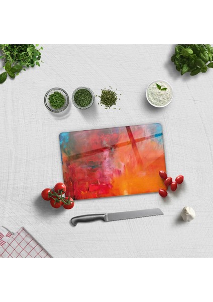 Renkli Yağlıboya | Cam Kesme Tahtası - Cam Kesme Tablası | 20cm x 30cm