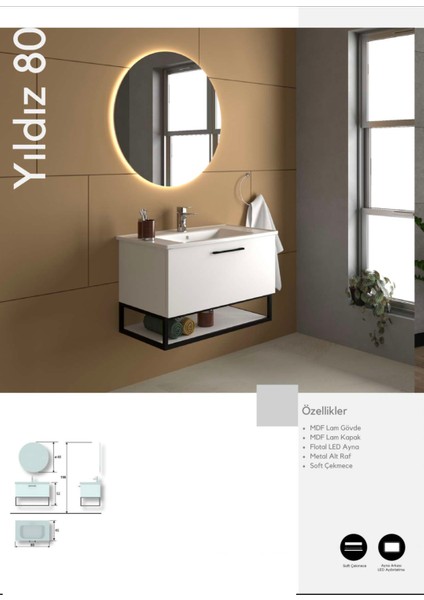 Yıldız 80 cm Banyo Mobilyası