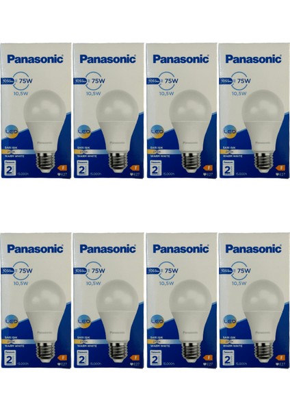 10,5W (75W) 2700K (Sarı Işık) E27 Duylu LED Ampul (8 Adet)