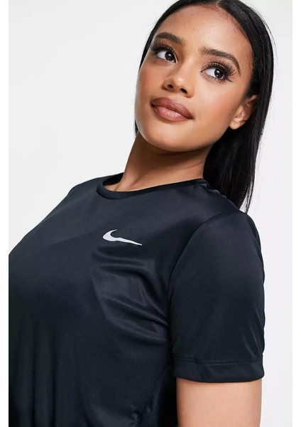 Miler Dri Fit Tee Sırt Hava Panelli Koşu Spor Antrenman Tişörtü Siyah modelleri
