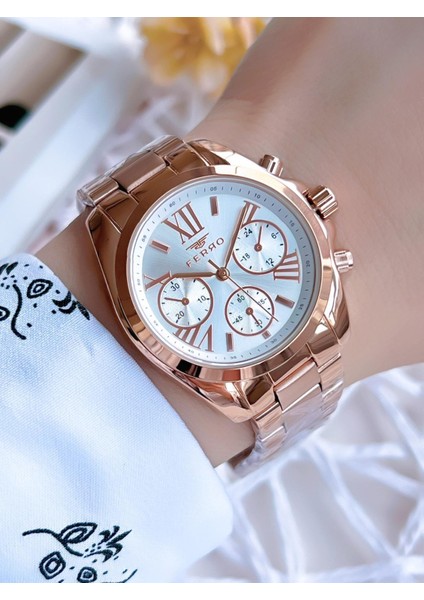 Rose Gold Renk Iç Fonksiyonları Aktif 3 Atm Çelik Kordon Kadın Kol Saati BFL21259AWT-C