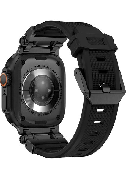 Watch Ultra Ultra 2 49MM Redclick KRD-101 Titanyum Metal Başlıklı Silikon Kordon