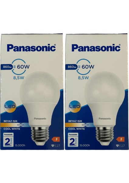 8,5W (60W) 6500K (Beyaz Işık) E27 Duylu LED Ampul (2 Adet)