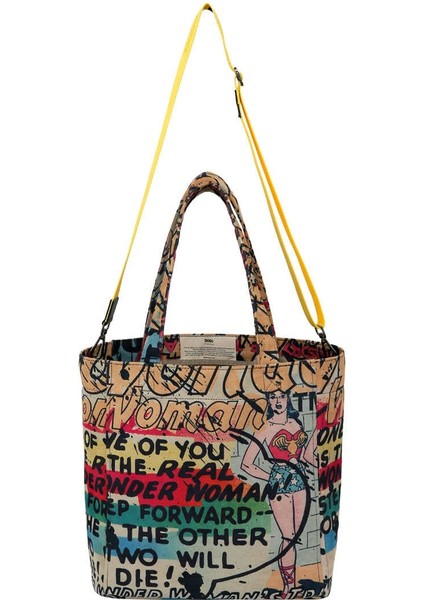 Kadın Vegan Çok Renkli Large Tote Bag - Warner Bros Wonder Woman Tasarım indirimleri