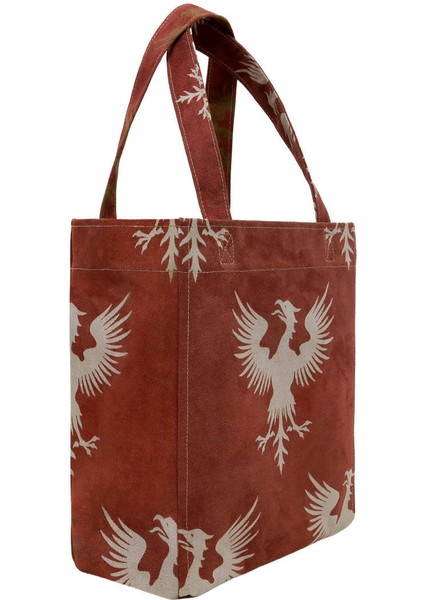 Kadın Vegan Turuncu Large Tote Bag - Mythical Creatures Tasarım