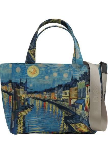 Kadın Vegan Çok Renkli Medium Tote Bag - Sea Sparkles Tasarım