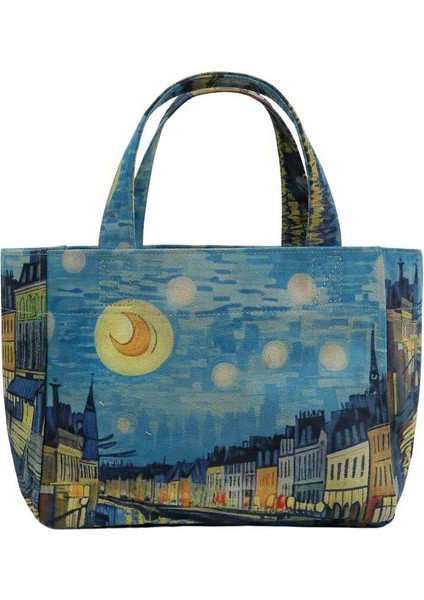 Kadın Vegan Çok Renkli Medium Tote Bag - Sea Sparkles Tasarım
