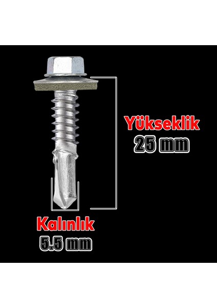 Trapez Çatı Vidası 5.5X25 mm Paket 100 Adet Matkap Uçlu Sac Akıllı Vida Çatı Panel Metal Ağaç Vidası fiyatları