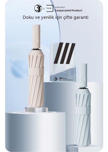 Hss 60-Bone Şemsiye Güneşli ve Yağmurlu Çift Kullanımlı Otomatik Şemsiye Rüzgara Dayanıklı ve Uv Işınlarına Dayanıklı Güçlendirilmiş Şemsiye -Siyah (Yurt Dışından)