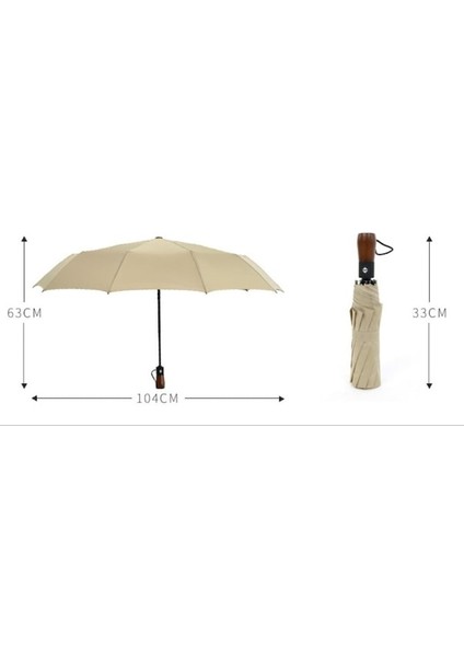 Hcx 10 Kaburga Otomatik Şemsiye Masif Ahşap Saplı (Yurt Dışından)