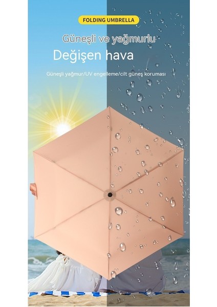 Ww 6 Kaburgalı Ultra Hafif Katlanır Şemsiye-Pembe (Yurt Dışından)