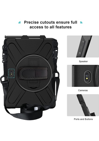 Samsung Galaxy Tab Active Pro 10.1" T540 Tablet Uyumlu Kılıf Tam Koruyucu Askılı Defender Zırh Tank